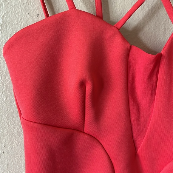 Solemio Los Angeles Bright Neon Pink Strappy Bodycon Clubbing Party Dress Small - Picture 4 of 9